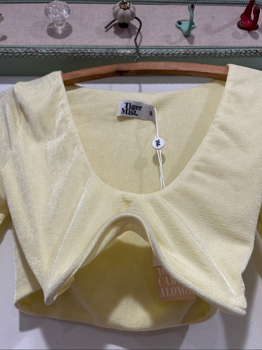 Urban outfitters tiger mist pastel Yellow Cropped Long-Sleeve Top small women’s - Picture 5 of 6